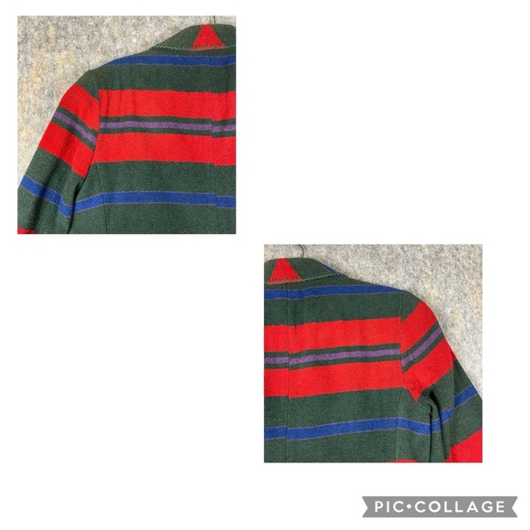 Vtg 90s Casual Corner Southwestern Aztec Striped Wool Blend Jacket Peacoat Sz 4 - Picture 11 of 15
